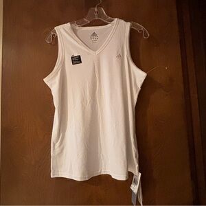 NWT Women's Adidas Performance White V-Neck Sleeveless Workout Shirt Size Medium